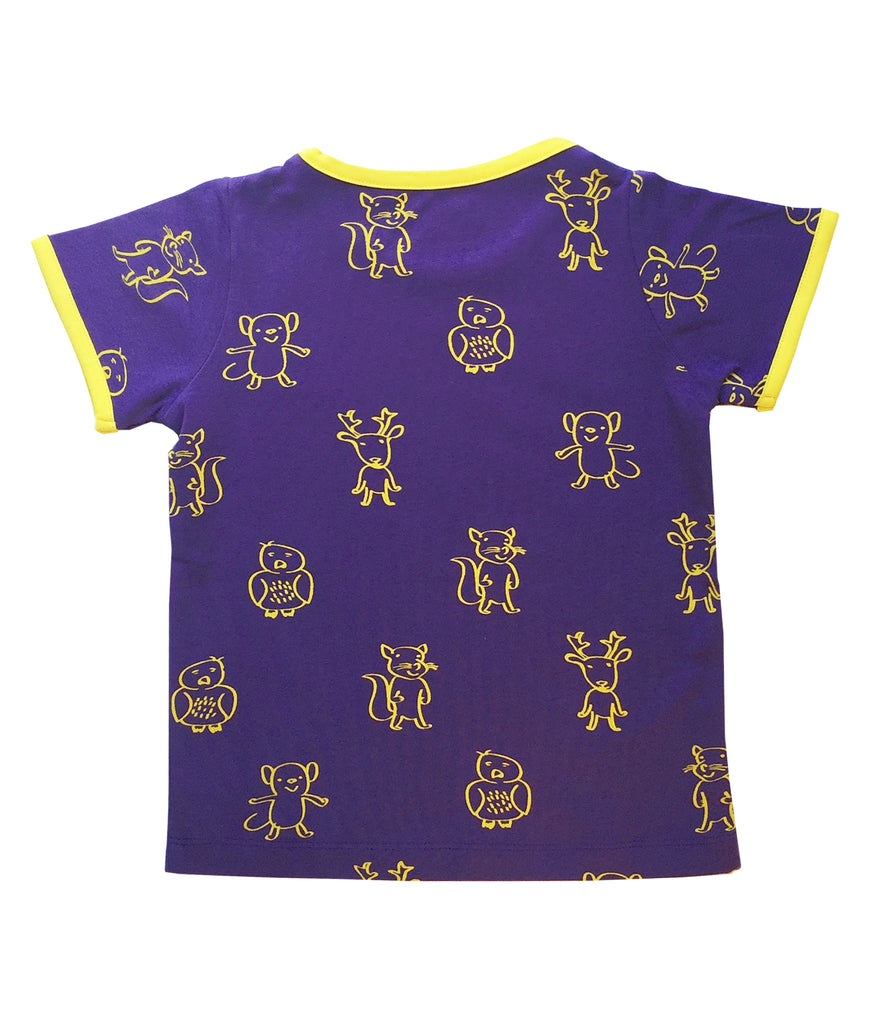ELK AND FRIENDS PURPLE TEE FOR GIRLS+BOYS