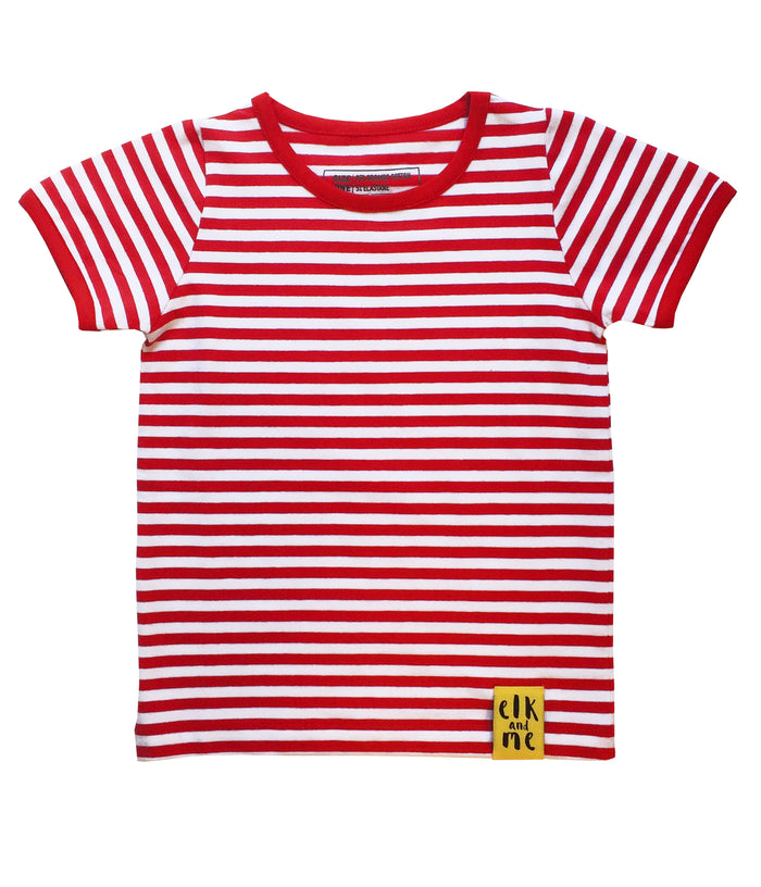 RED STRIPED TEE FOR GIRLS+BOYS